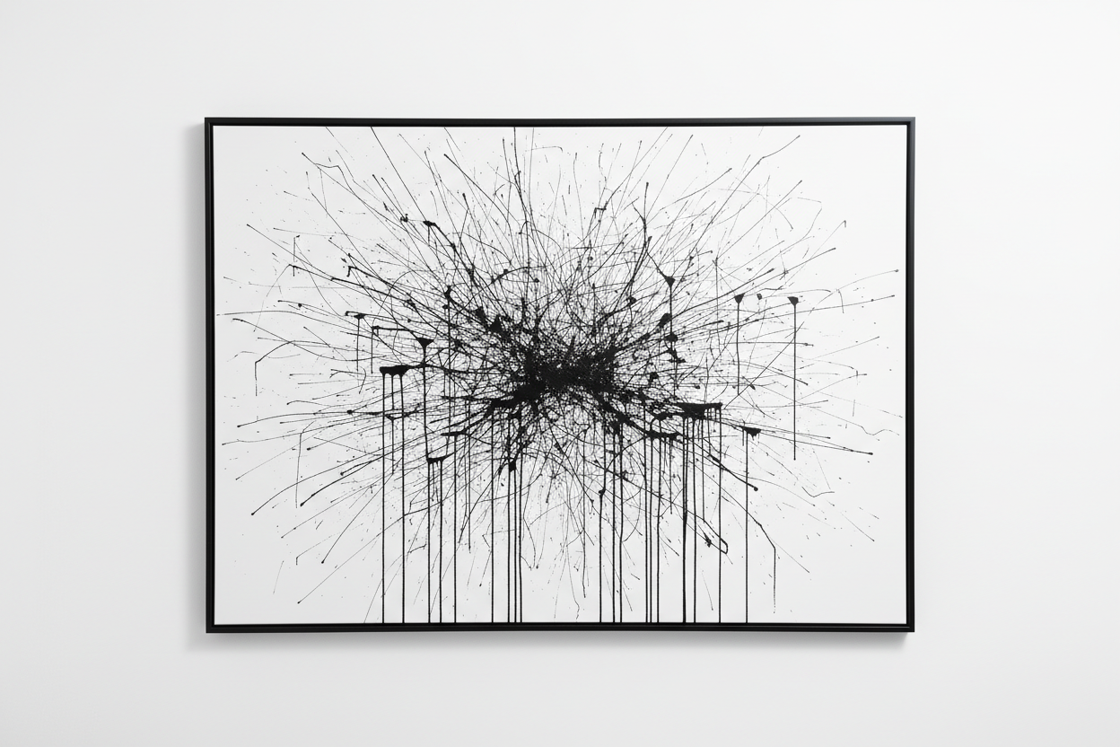 Dramatic Abstract Black Paint Splash Wall Art